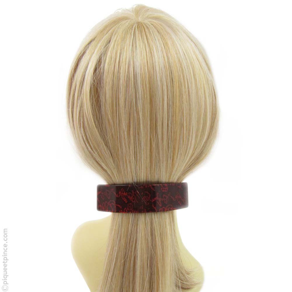 barrette cheveux rouge effet tissu