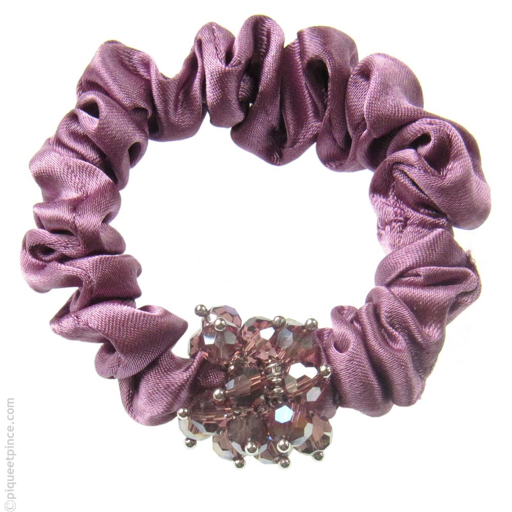 catogan satin lilas et perles en cristal