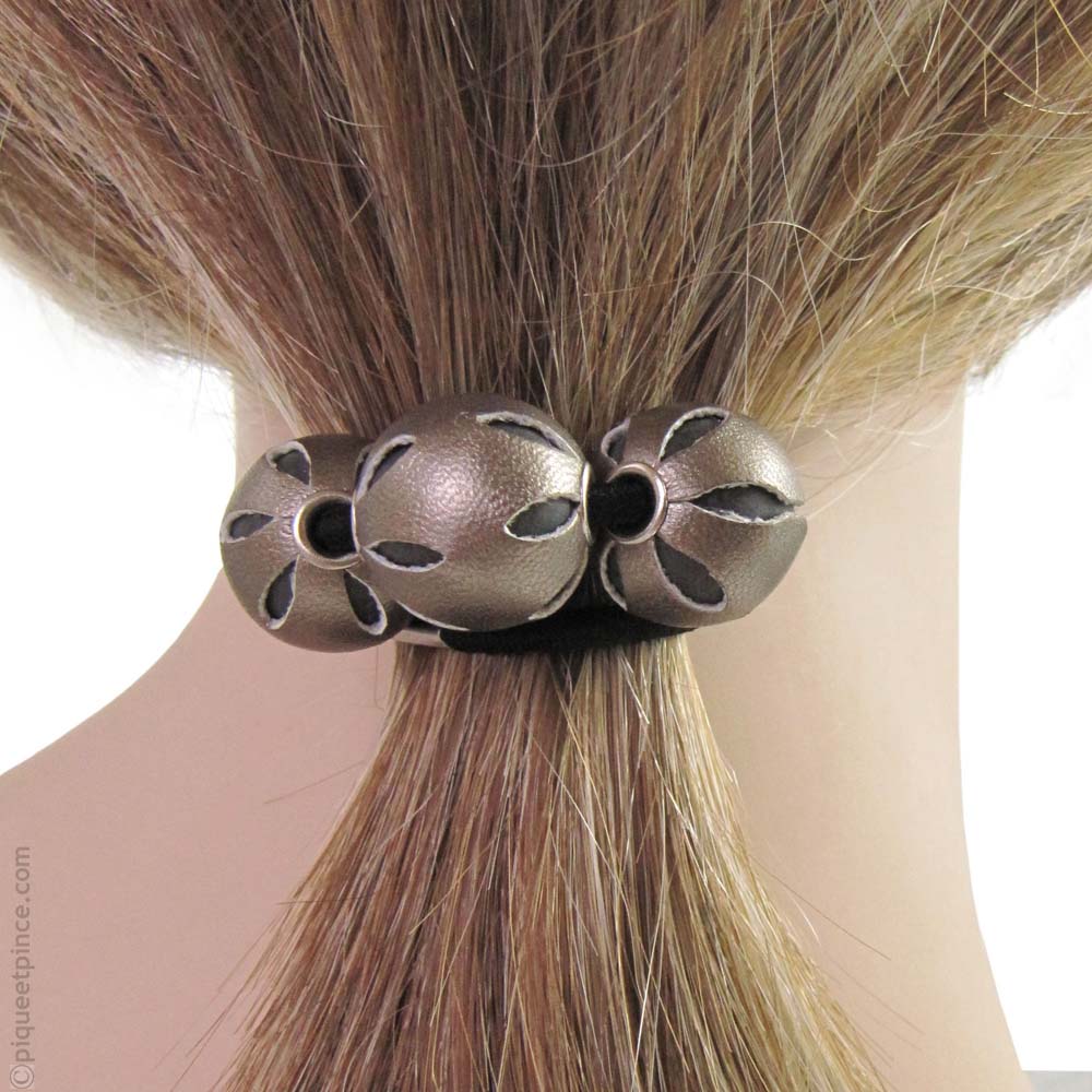 élastique cheveux perles  bronze