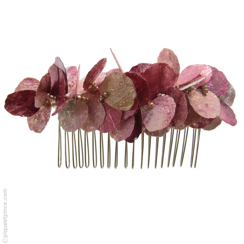 peigne bijou de cheveux pétales roses