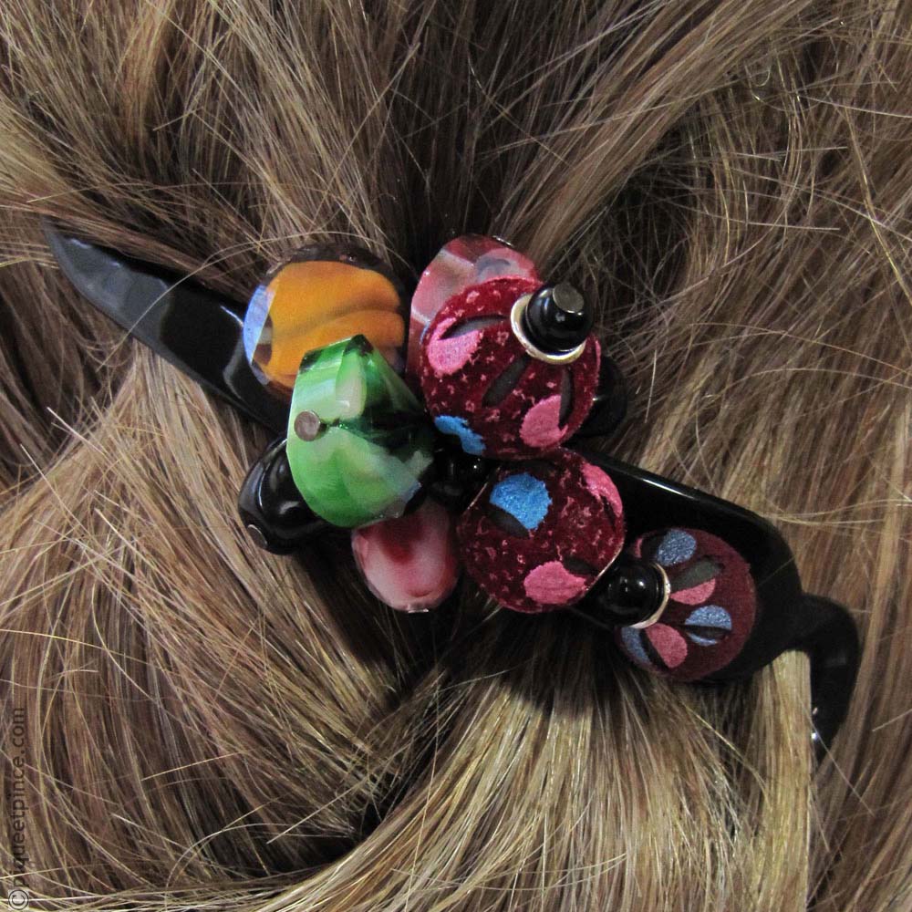 barrette à cheveux perles multicolores