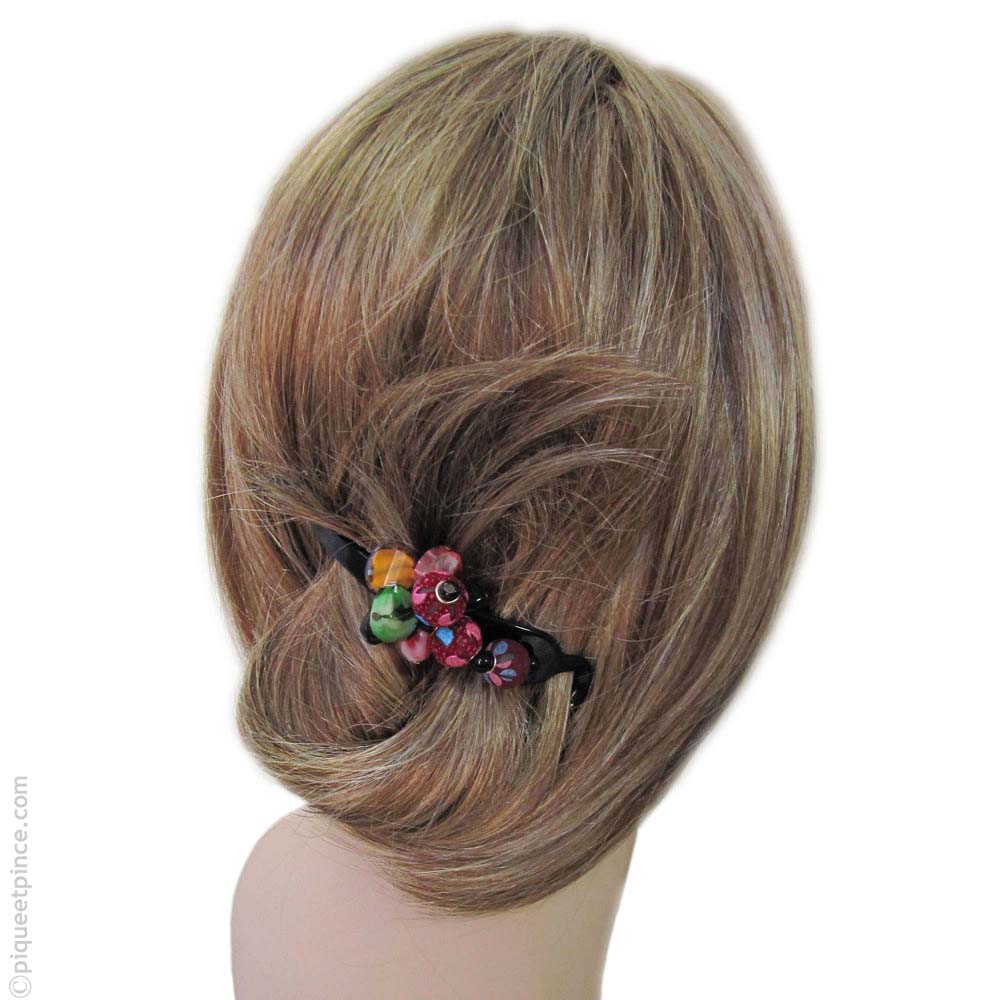 barrette cheveux perles multicolores