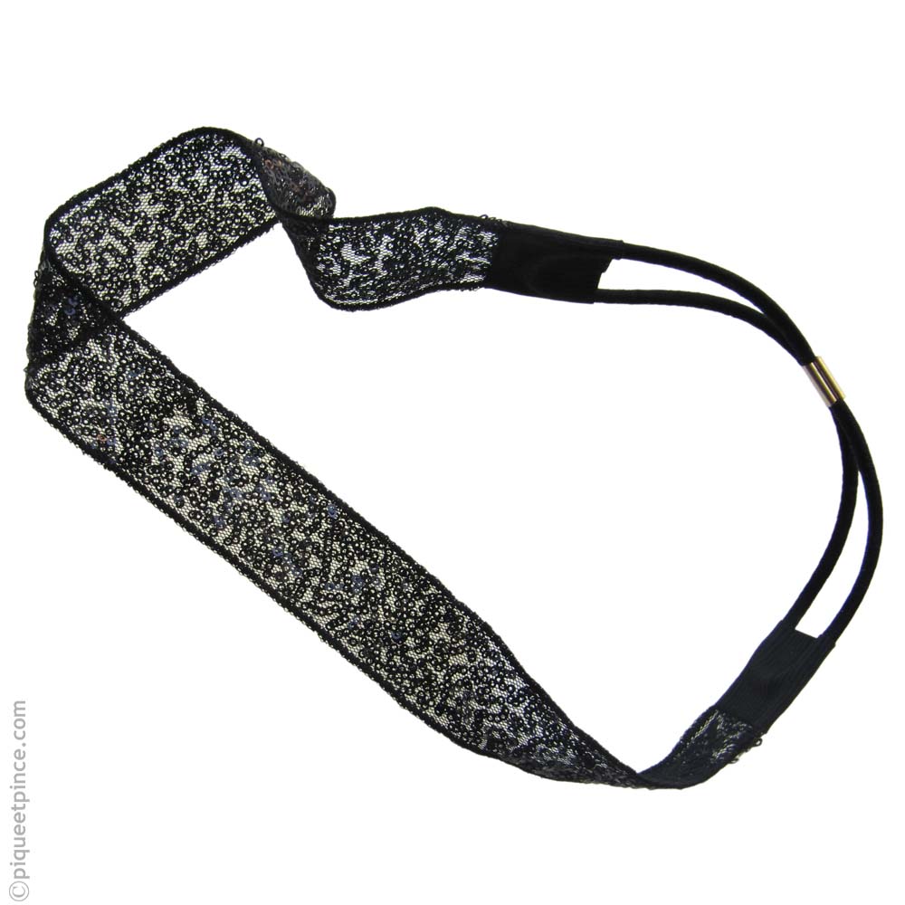 headband noir tulle et sequins