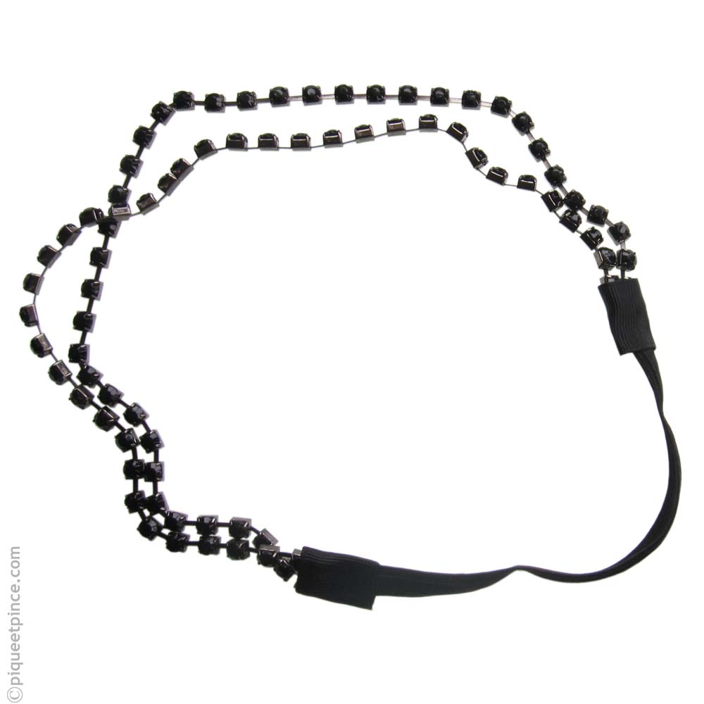 Headband perles noirs double