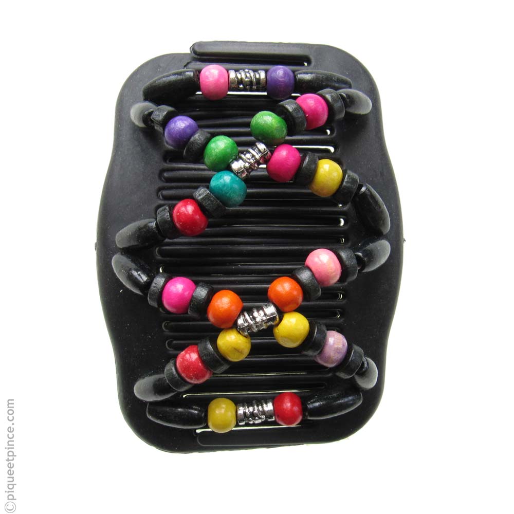 peignes noirs perles multicolores