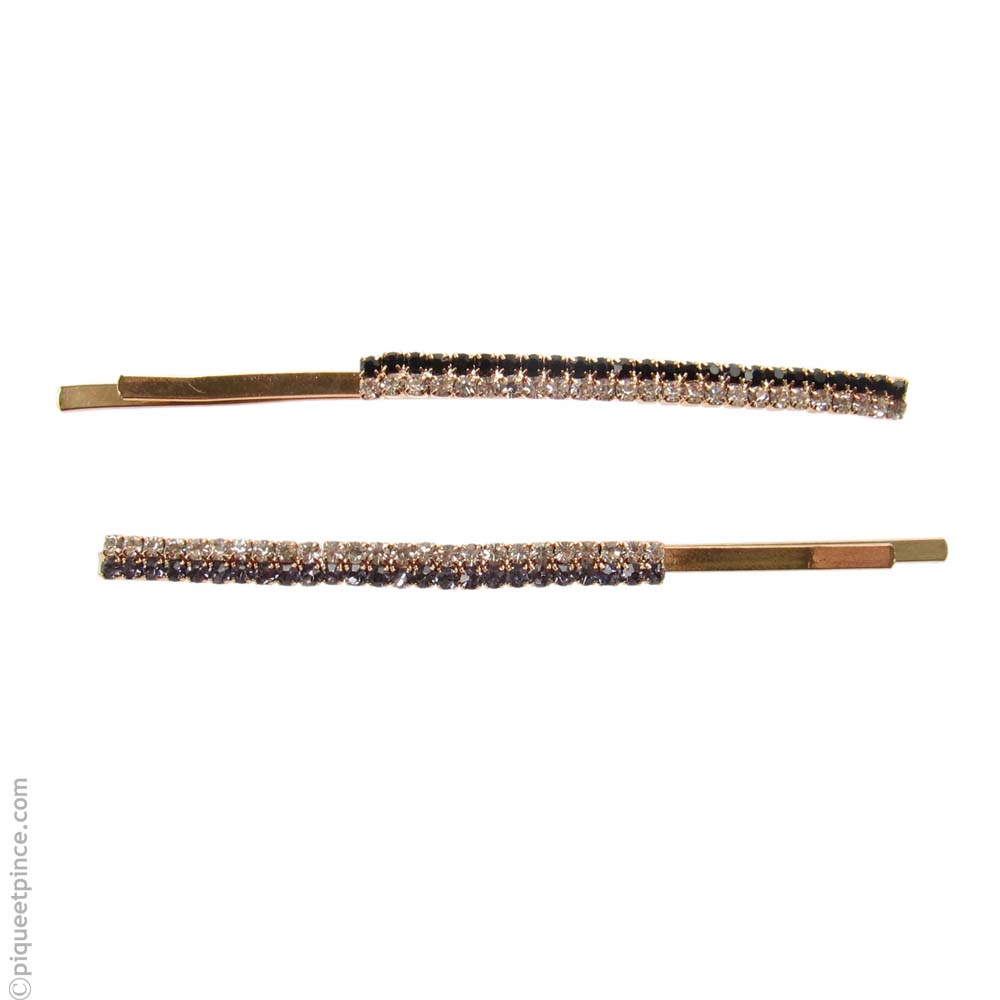 Barrette cheveux métal doré et strass