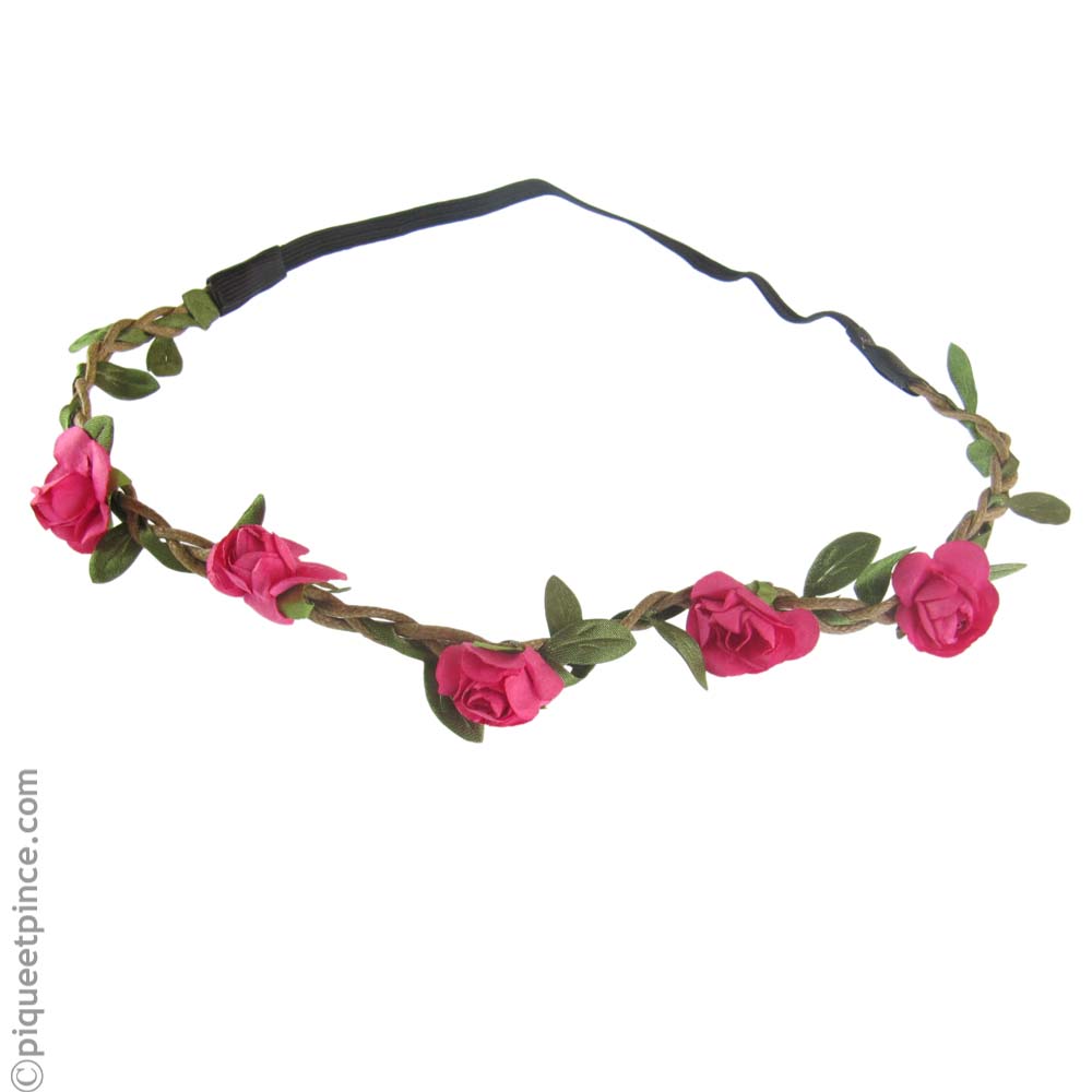 headband  fleurs fushia