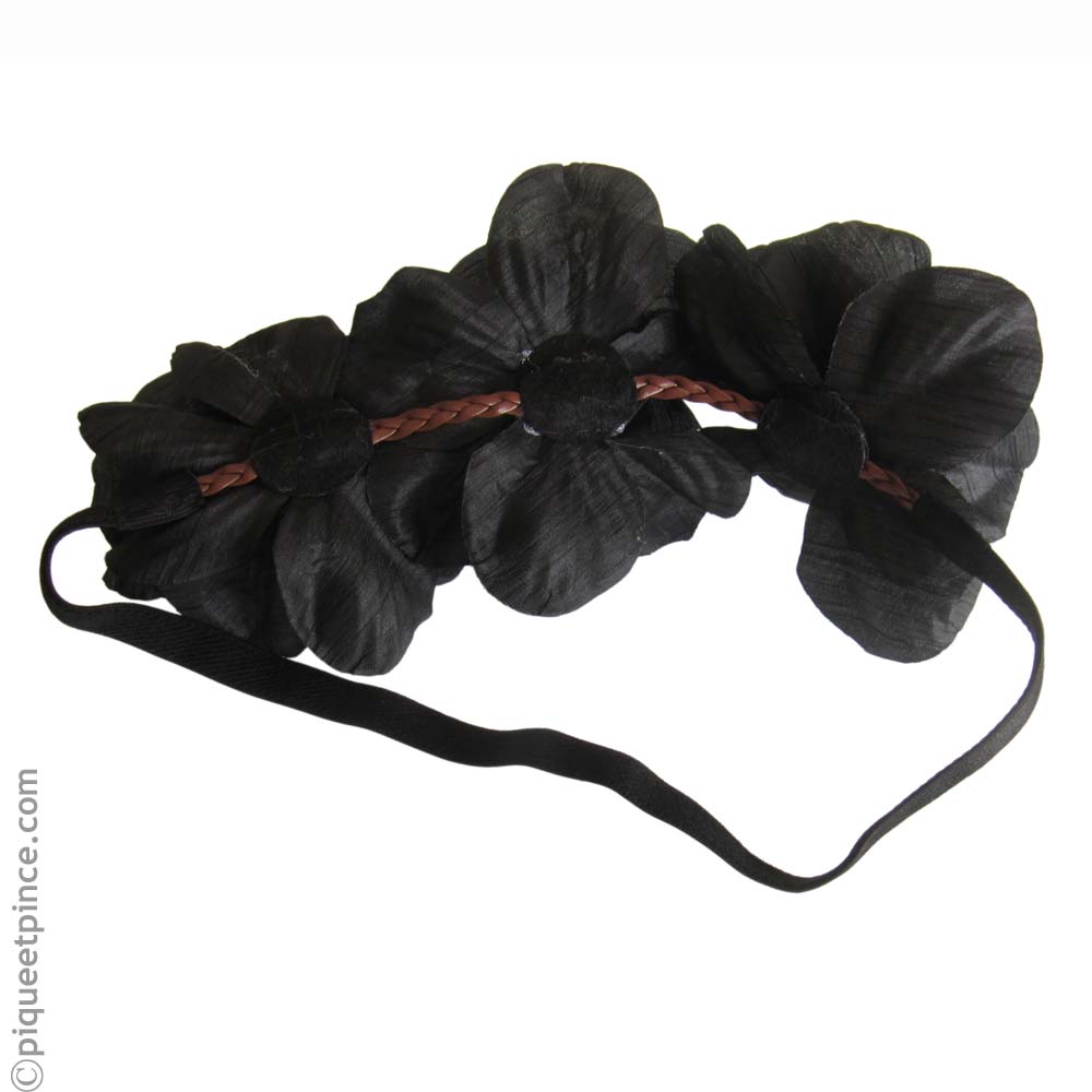 Headband couronne de fleurs noires