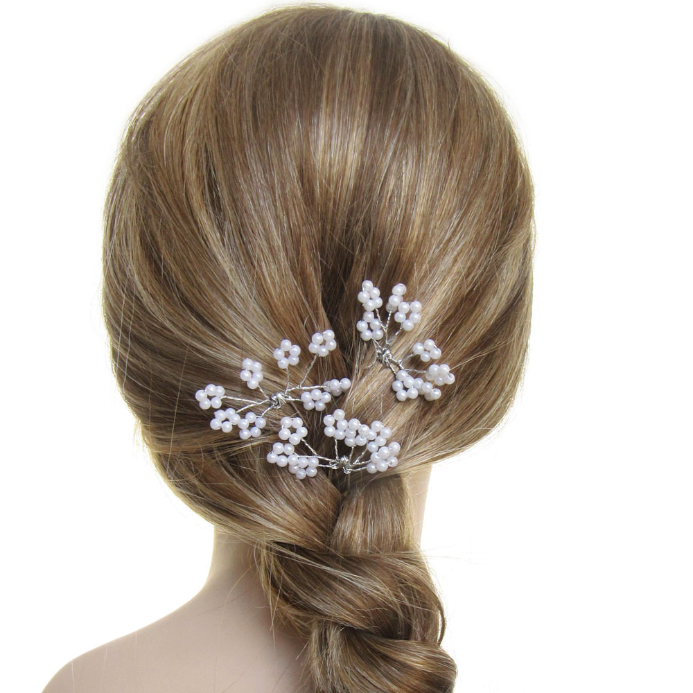 Pic pour chignon de mariée petites perles blanche