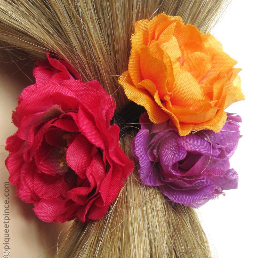 élastique pour cheveux fleurs couleurs