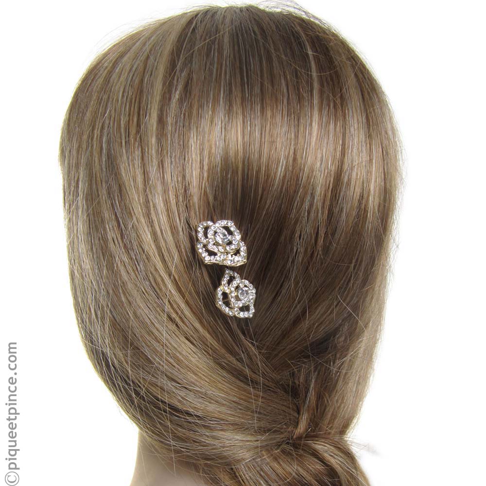 Lot de 40 épingles à cheveux pour mariée En forme de fleur en cristal et strass Accessoires de coiffure pour femme 