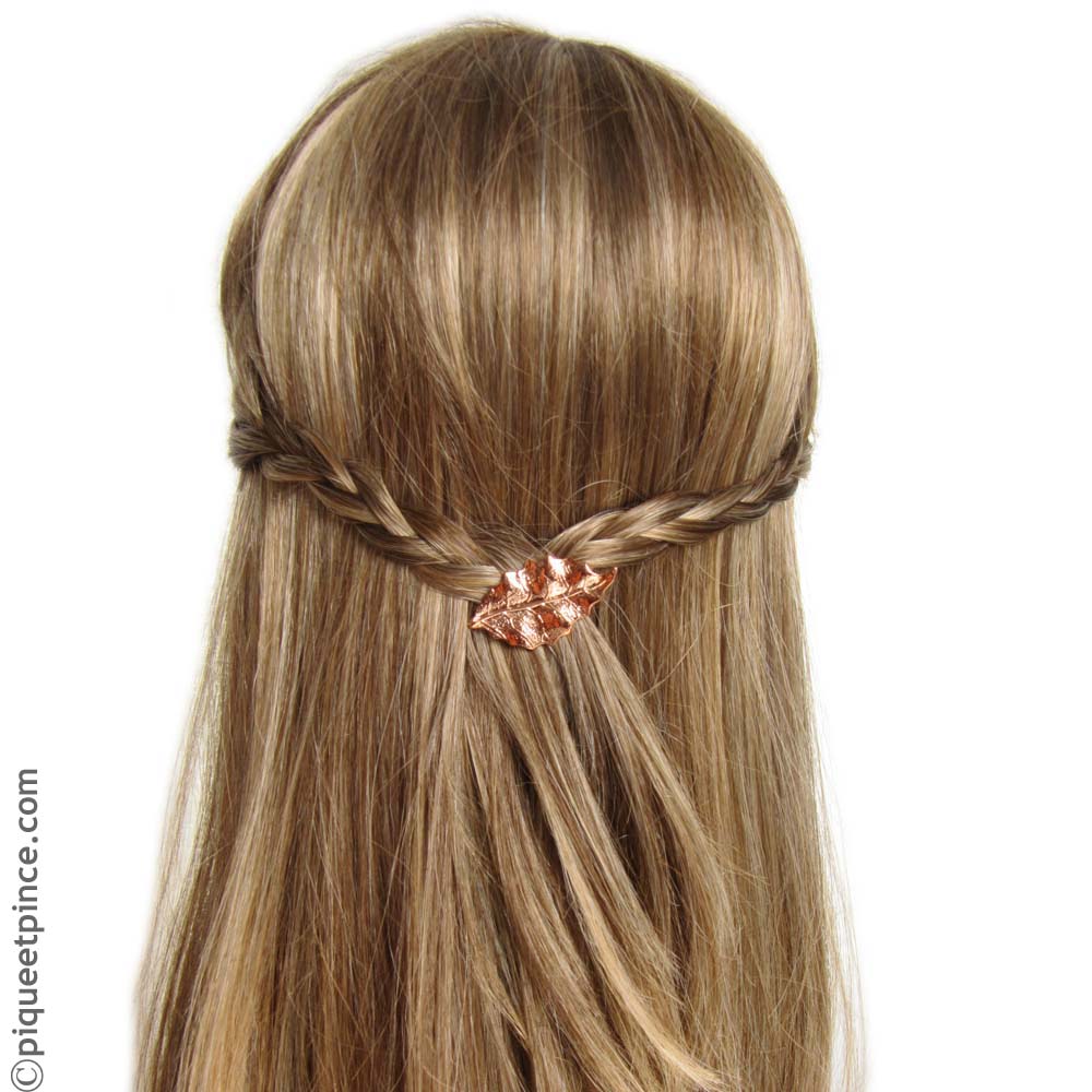 barrette coiffure tressée couleur bronze