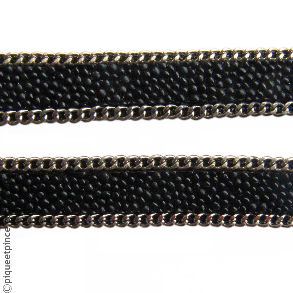 headband chaine et petites perles noires