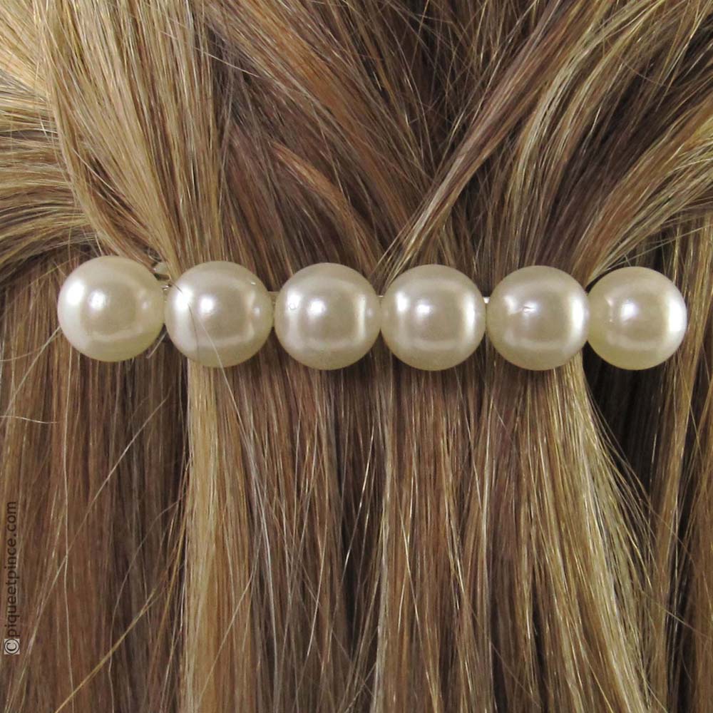Accessoire cheveux  grosses perles blanches