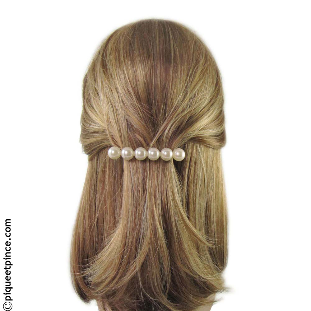 Barrette mariage grosses perles blanches