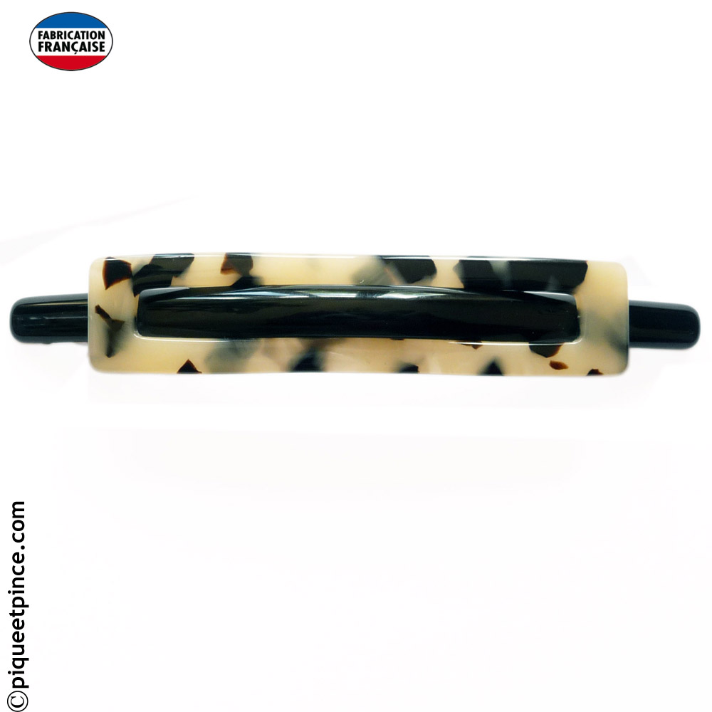 Barrette rectangle fine écaille et noire