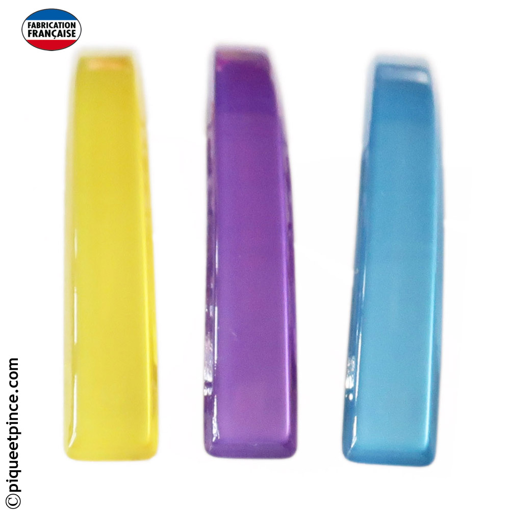 Petites barrettes couleur opale jaune mauve ou bleu