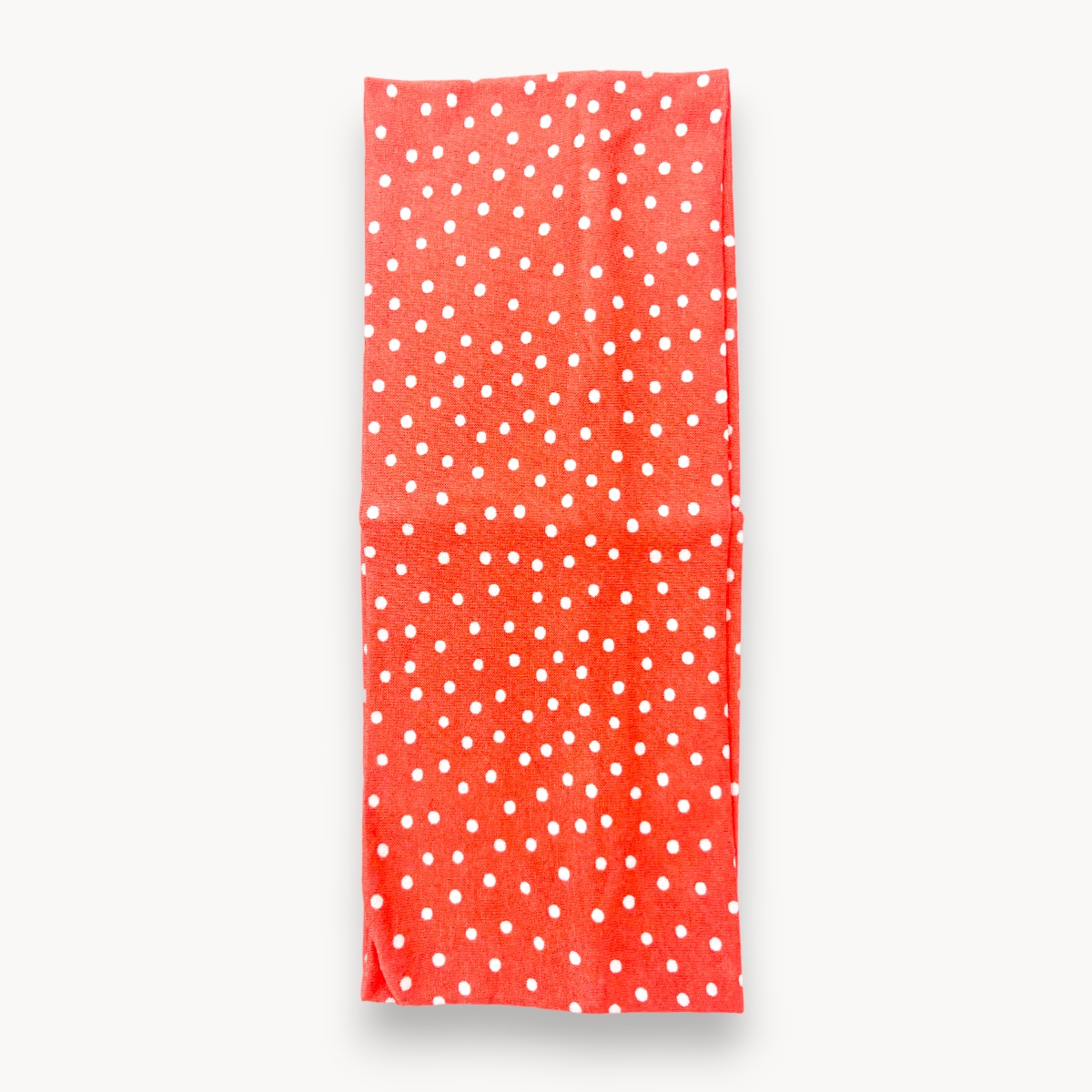 BANDEAU POUR CHEVEUX TISSU POIS CORAIL ET BLANC