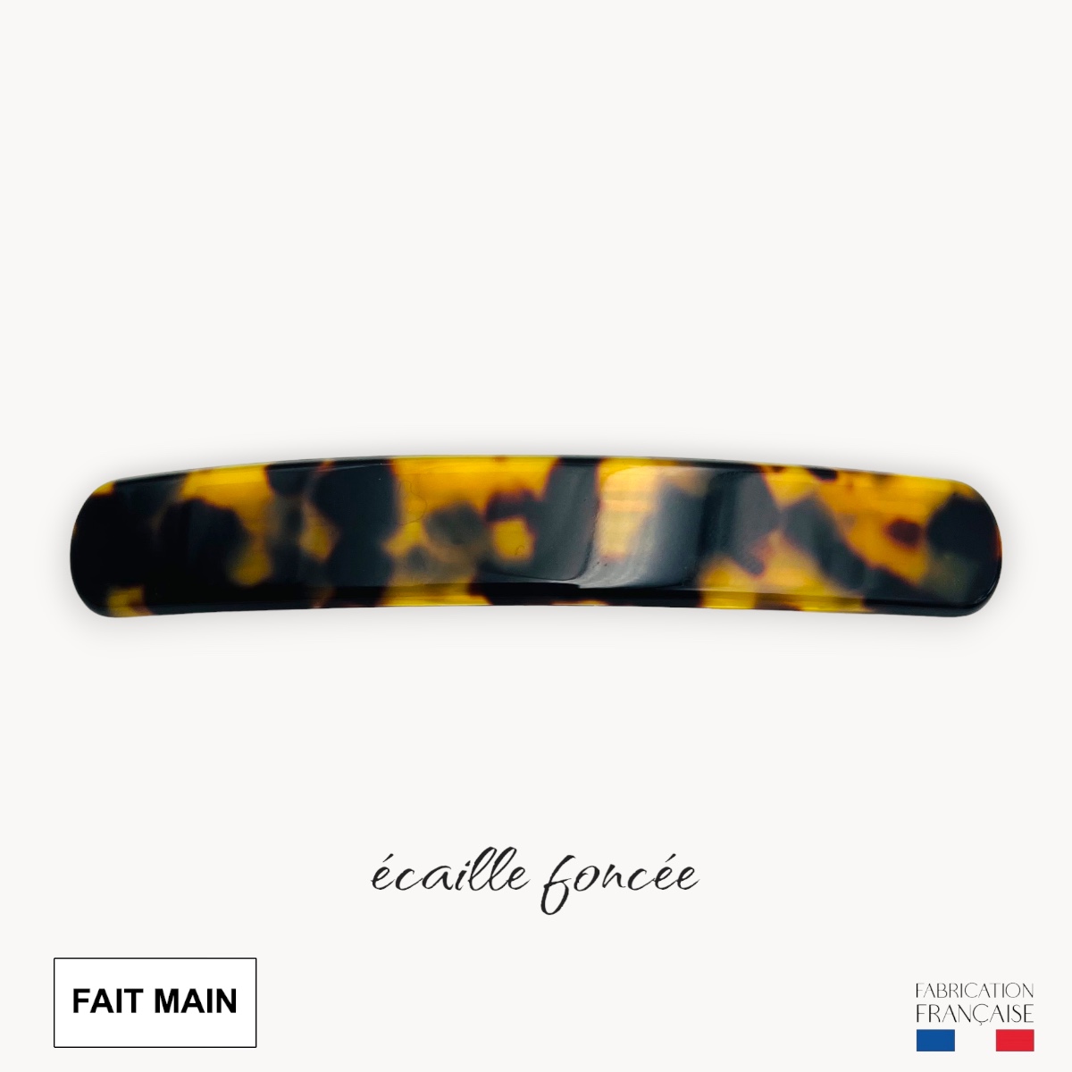 BARRETTE LONGUE A CHEVEUX CLASSIQUE ACETATE ECAILLE FONCEE