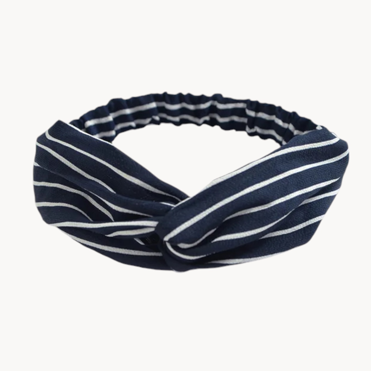 Bandeau pour cheveux - Rayures blanches sur fond bleu marine