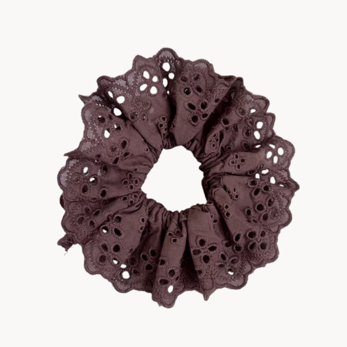 chouchou cheveux dentelle marron-Photoroom