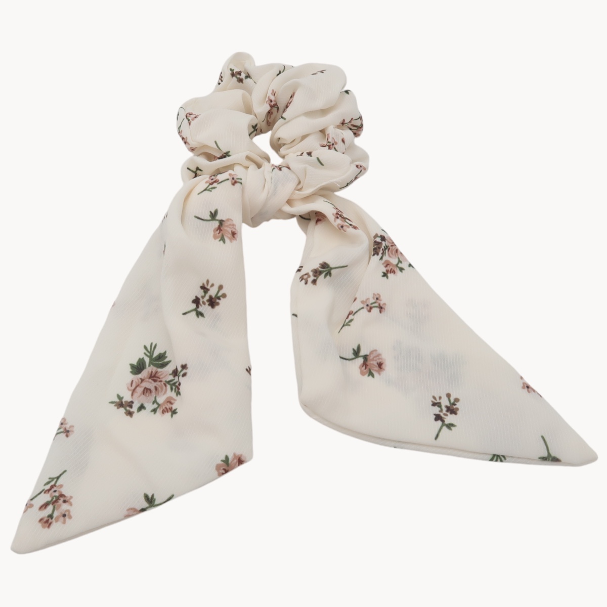 Chouchou foulard cheveux crème avec petites fleurs