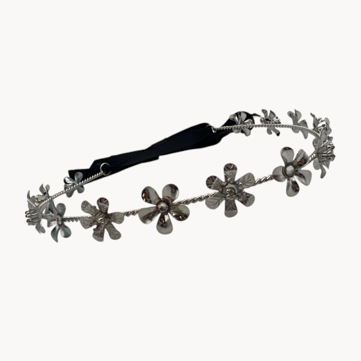 Bandeau Serre-tête élastique FEDRA Lame Argent – Noeud Argenté, Taille Unique Femme