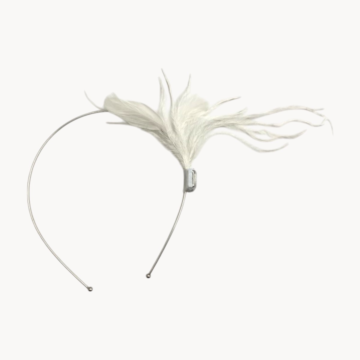 Serre-tête argenté avec plume blanche