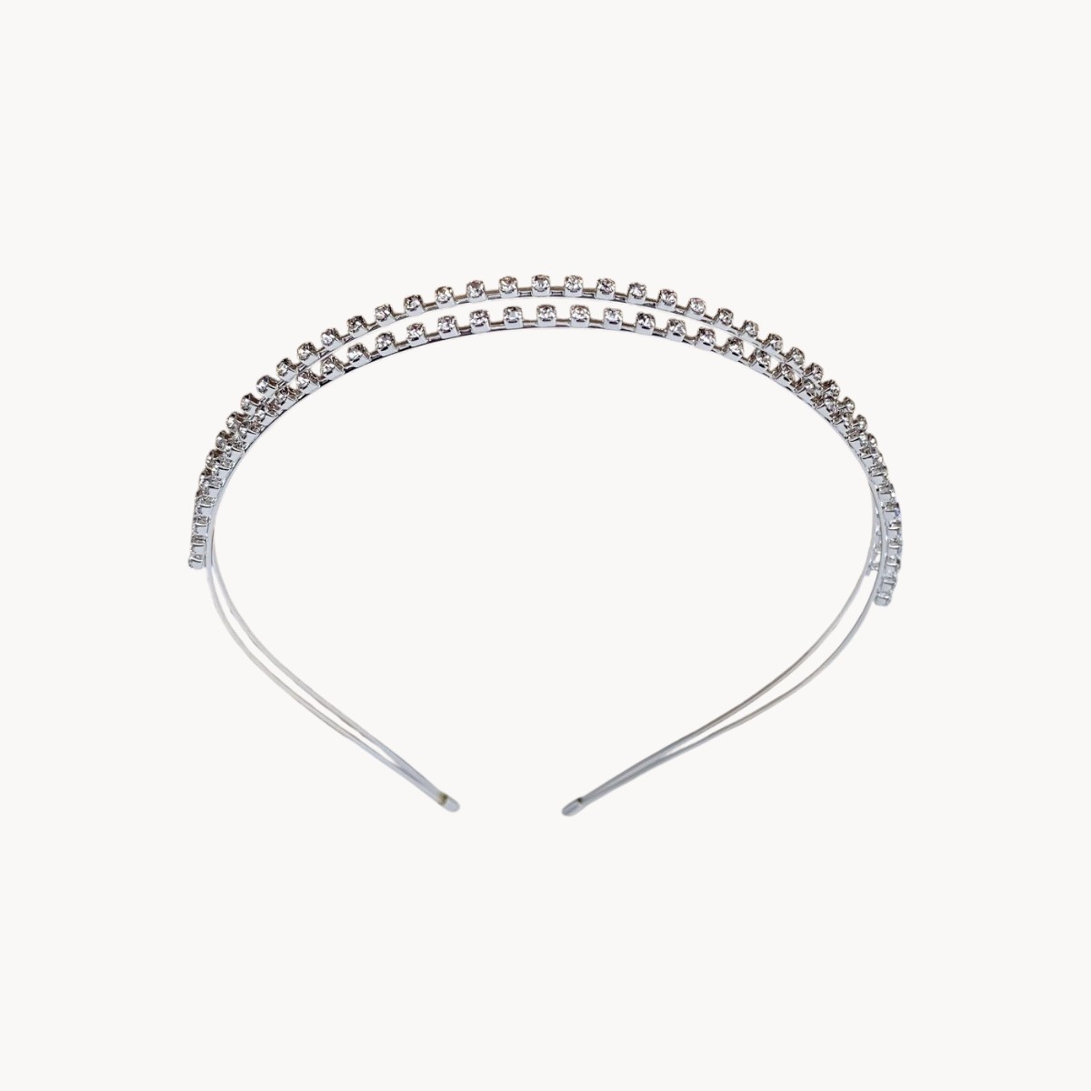 Serre-tête double filament à strass blancs - Argenté