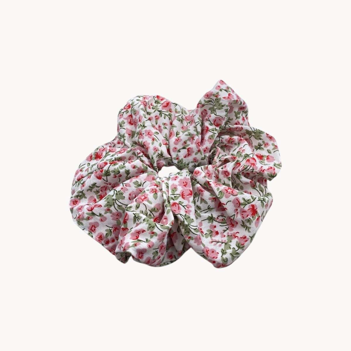 Chouchou cheveux 9 cm - Fleurs roses