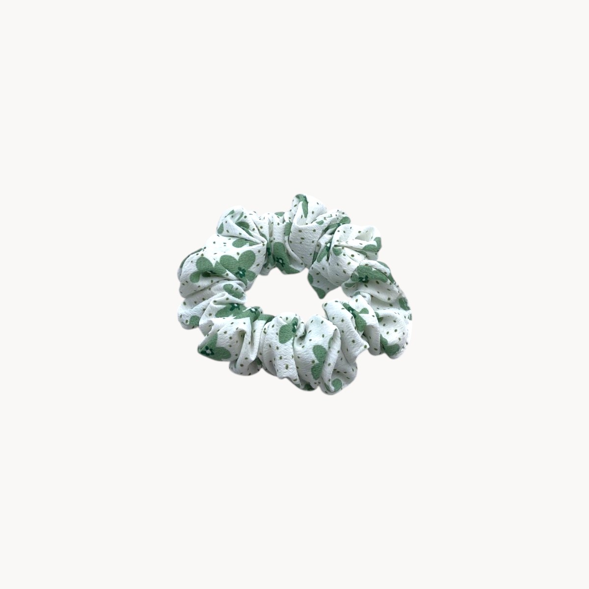 Chouchou cheveux 8 cm - Fleurs vertes