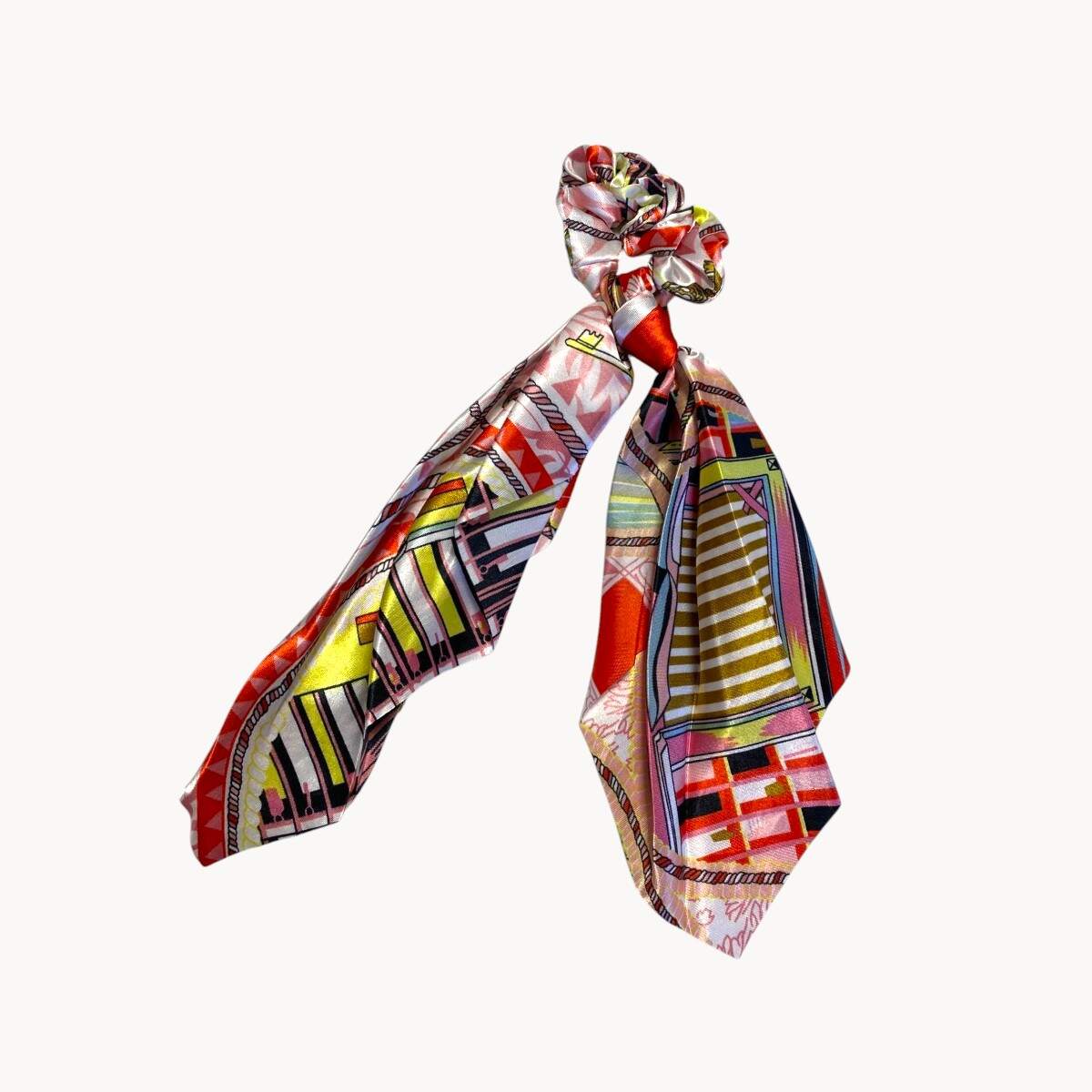 Chouchou foulard - Motif nautique rouge