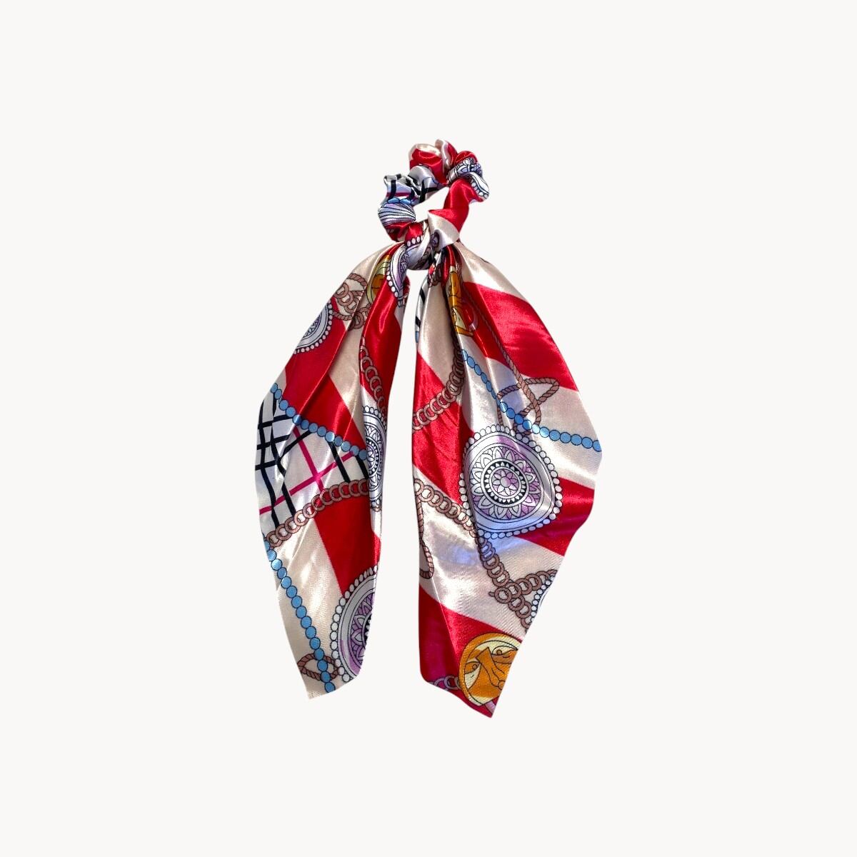 Chouchou foulard - Rayures rouge et blanc
