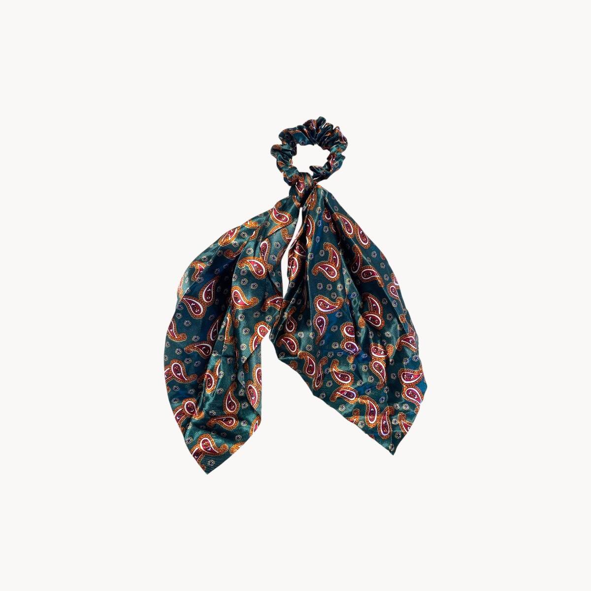 Chouchou foulard - Vert motif cachemire
