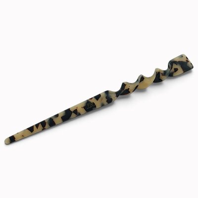 Pic à cheveux torsadé 19 cm écaille claire