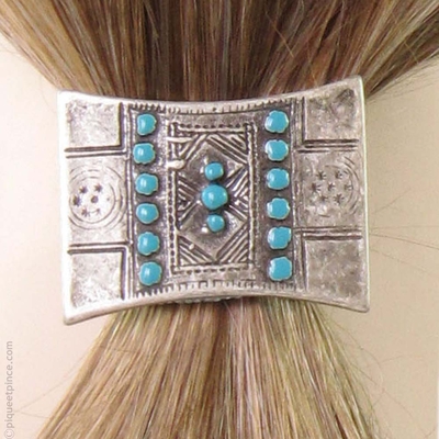 Catogan ethnique turquoise