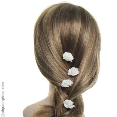 Pic fleur blanche pour coiffure de mariée