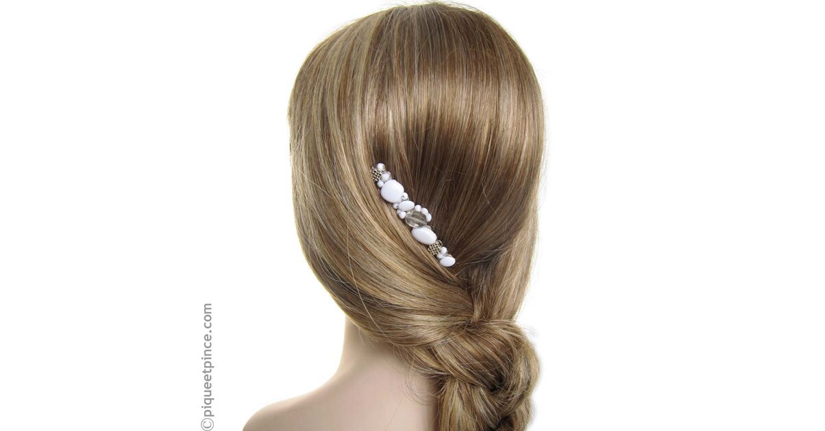 Peigne à Chignon Art Déco - Argenté Avec Strass Blanc - Style Vintage - Récent