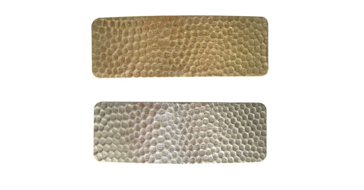 Barrette à Cheveux Vintage Large - Métal Martelé Nickelé Avec Cabochon Vert émeraude, Créateur, France