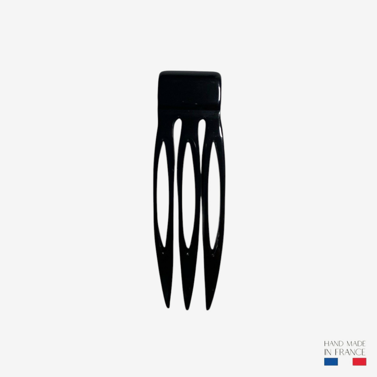 Peigne à Chignon Fleur En Agate Noire - Création Artisanale Française