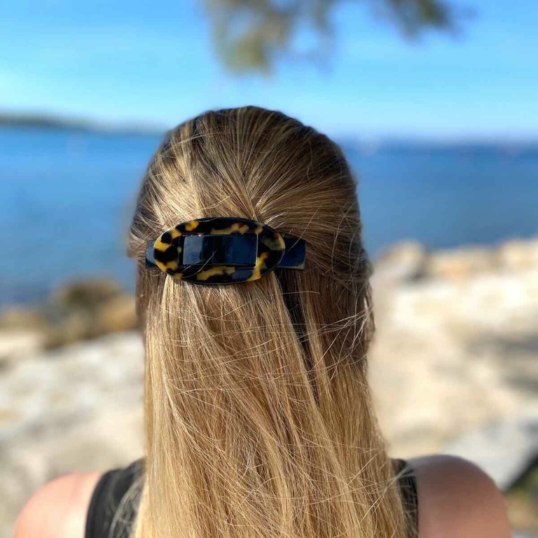 Superbe Barrette (pince) à Cheveux Ancienne En écaille - Style Art Déco - Marron - Rare - Occasion