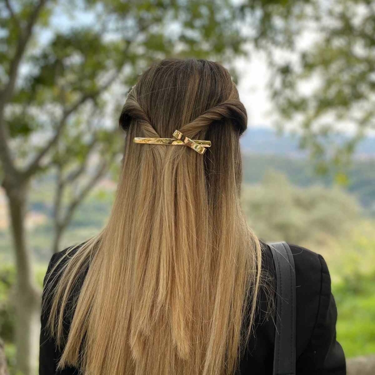 Pince à Cheveux Métal Doré Forme Coquillage - Accessoire élégant Pour Cheveux Longs, Soirée