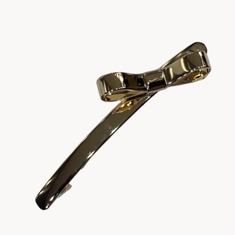 Barrette à Cheveux Dorée - Noeud Cristal Clair Et Ambre, 3 Pouces, Neuve
