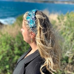 serre tête vert motif bleu marine