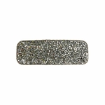 barrette clic clac strass argent et feutrine