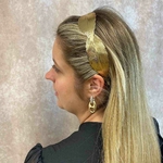 serre tête cheveux grandes feuilles doré 5