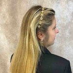 serre tête cheveux peigne et petites fleurs doré 5