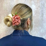 chouchou cheveux fleur rose 5