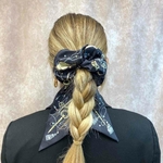 chouchou foulard cheveux noir clés doré