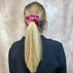 chouchou cheveux velours 10 cm rose